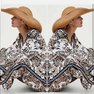 Zara Paisley long oversized shirt